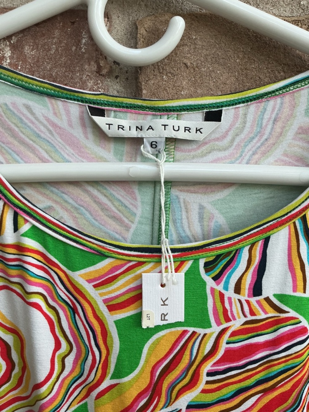 Trina Turk Bright Green Multi-Color Swirl Print Dress size 6 - Picture 2 of 3